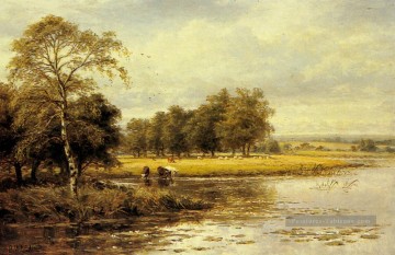 Sur le paysage de la Thames Benjamin Williams Leader Peinture à l'huile